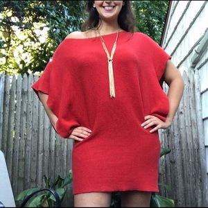 SOLD Michael Kors | Red Off Shoulder Sweater Dress